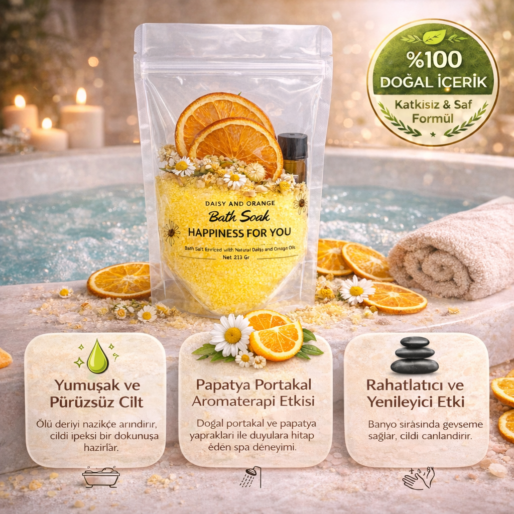 Portakal & Ylang Ylang Mineral Banyo Tuzu 225 Gr – Doğal Aromaterapi, Rahatlatıcı ve Canlandırıcı Spa Etkisi