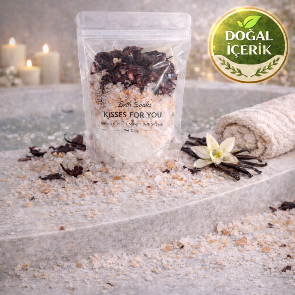Hibiskus ve Vanilya Özlü Mineral Banyo Tuzu 225 Gr – Evde Spa, Rahatlatıcı ve Canlandırıcı Bakım