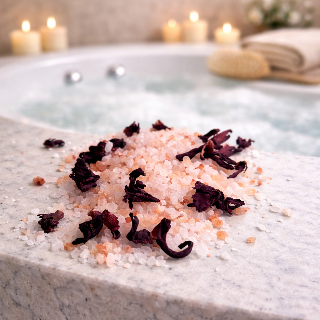 Hibiskus ve Vanilya Özlü Mineral Banyo Tuzu 225 Gr – Evde Spa, Rahatlatıcı ve Canlandırıcı Bakım
