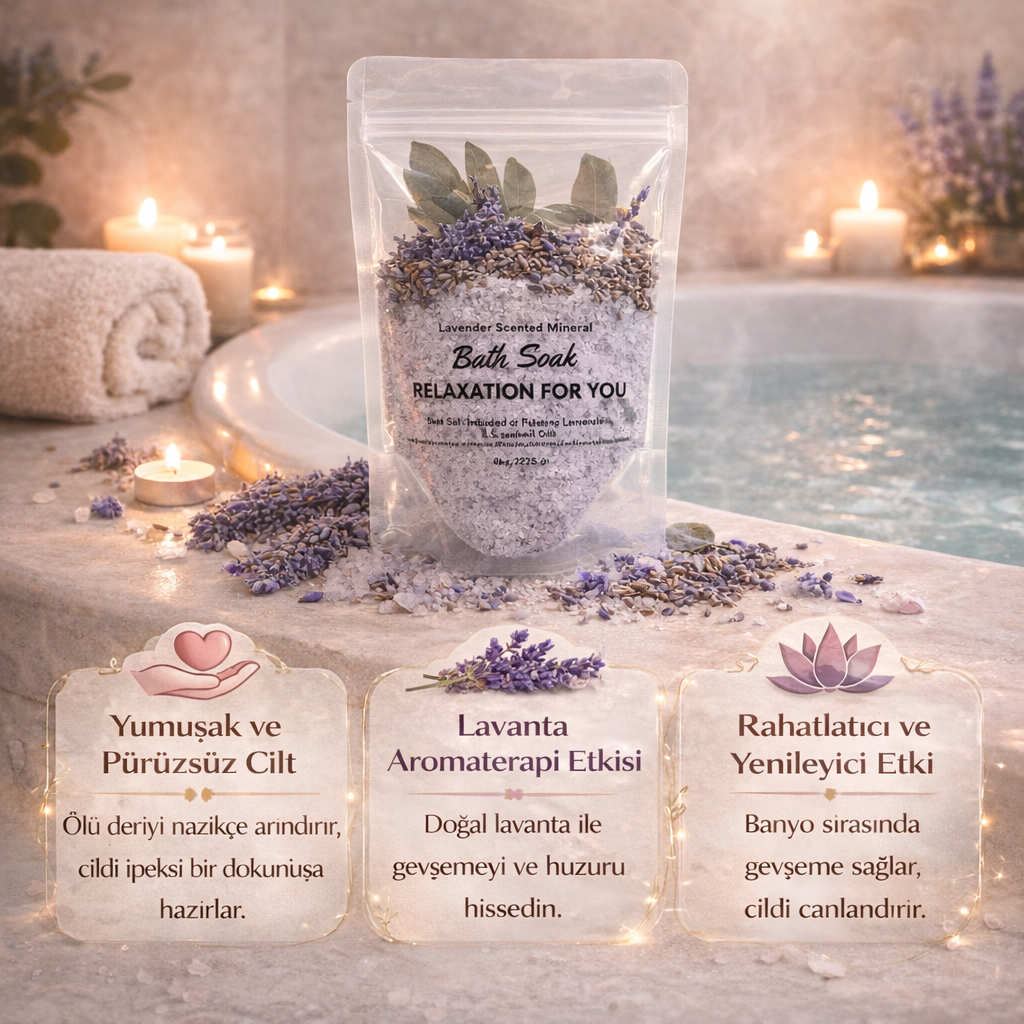 Lavanta & Okaliptus Özlü Mineral Banyo Tuzu 225 Gr – Sakinleştirici ve Canlandırıcı Banyo Deneyimi!