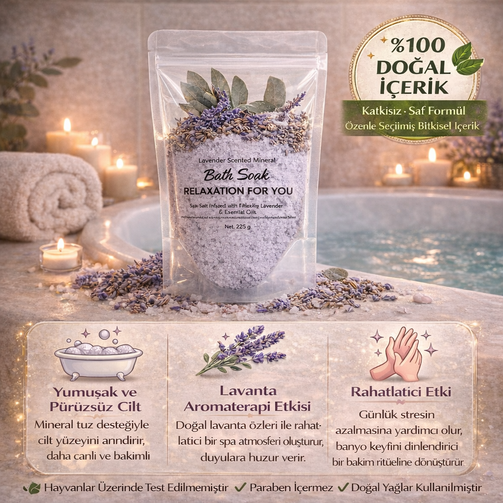 Lavanta & Okaliptus Özlü Mineral Banyo Tuzu 225 Gr – Sakinleştirici ve Canlandırıcı Banyo Deneyimi!